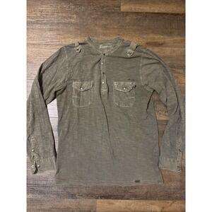 Buckle Black Label Men's Henley Style Shirt Medium Army Green